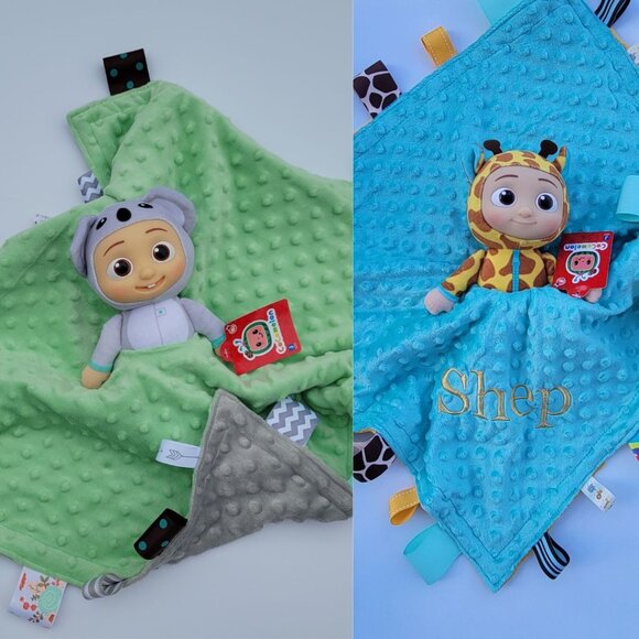 Double plush set Minky security Blanket for kids 21 x 21 - Picture 13 of 14
